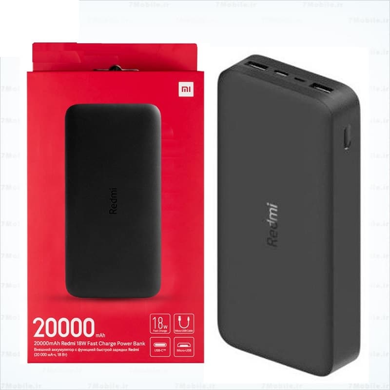 پاور بانک شیائومی مدل Redmi PB200LZM ظرفیت 20000 میلی آمپر(اصلی) با گارانتی