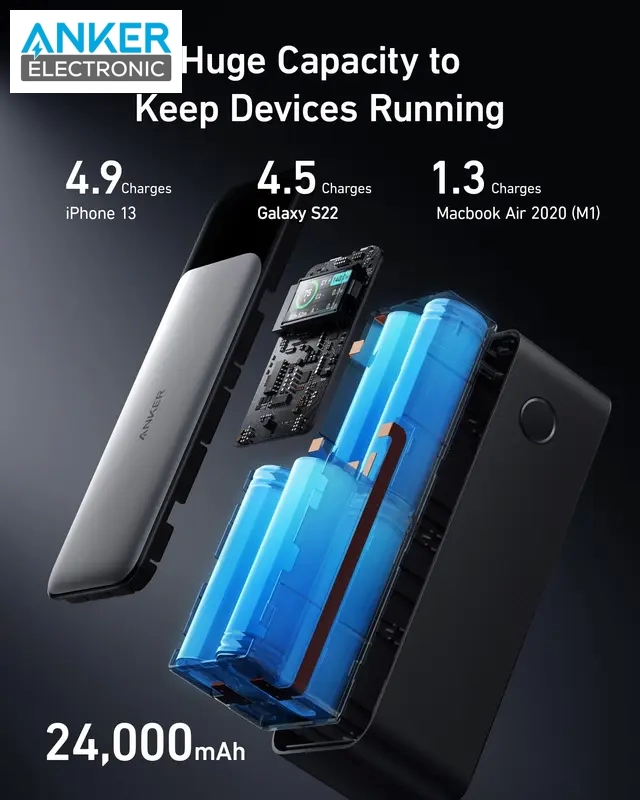 پاوربانک انکر مدل Anker 737 Power Bank PowerCore 24K-A1289 ظرفیت 24000 میلیآمپرساعت